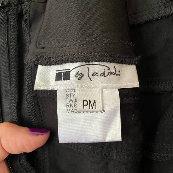 Tadashi Black MIDI Bodycon Dress with Sheer Elbow Sleeves, Petite Medium - Picture 3 of 5